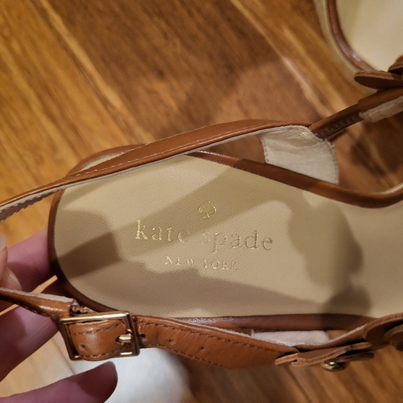 Kate Spade Brown Leather Floral Strap Espadrille Wedge Sandals 8 - Picture 10 of 10